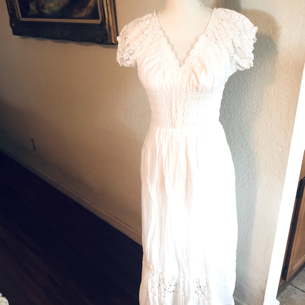 White Peasant Lace Dress by Anna Kaci Wedding - Picture 2 of 14
